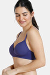 Zivame Padded Non Wired 3/4Th Coverage T-Shirt Bra - Blue Ribbon — thumbnail 5